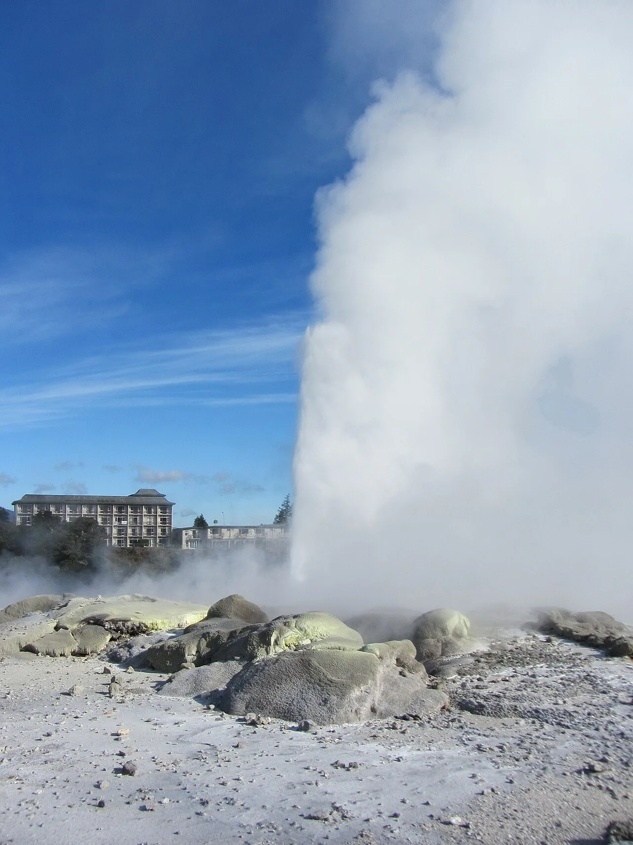 Vapor de un géiser en Te Puia, Rotorua