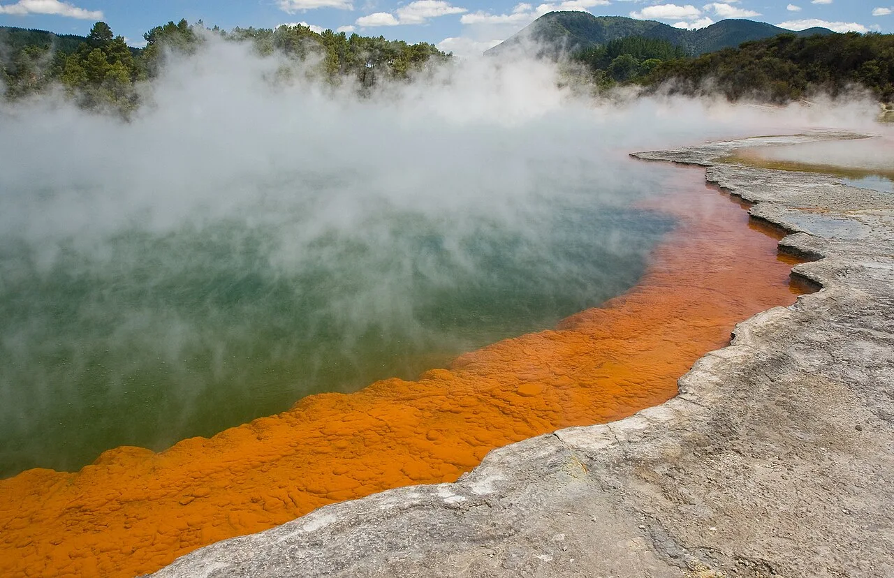 Mineral edge and steam at Champagne Pool, Wai-O-Tapu